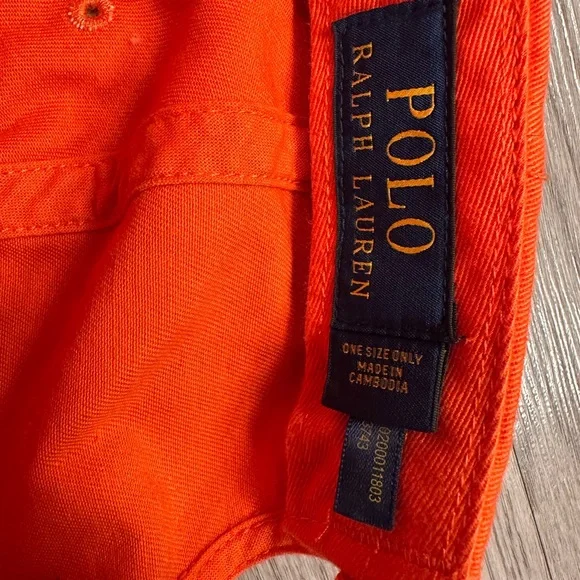 Ralph Lauren Vibrant Orange Polo Cap with Army Green Horse - Picture 7 of 7
